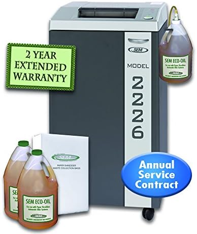 SEM Model 2226CC/3WOPB-ECO Level 6 High Security Paper Shredder w/Auto Oiler, Eco-Friendly Bundle