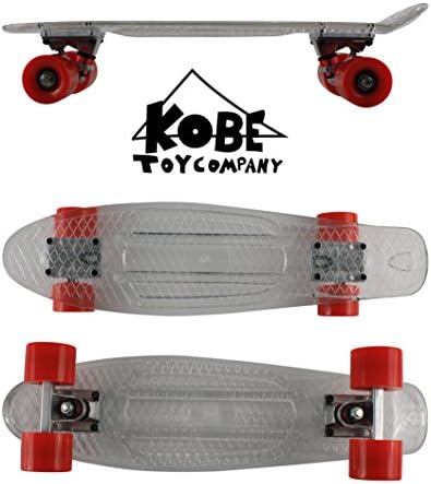 Kobe 22" Transparent base Penny style skateboards (Pure Transparent w/red wheels)
