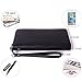 Women RFID Blocking Wallet Genuine Leather Zip Around Clutch Ladies Purse Wristlet (Black Pebble)