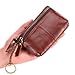 Leather Wallet with Keychain- Coffee Coin Purse- Zipper Credit Card Holder for Women