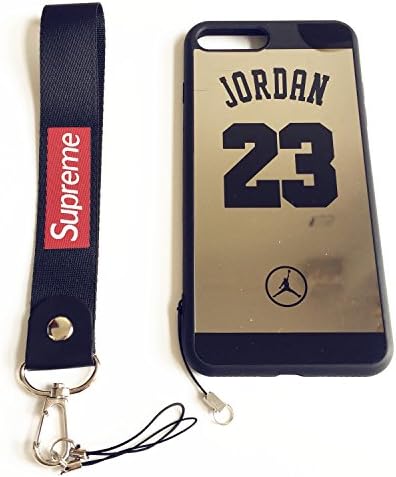 iPhone 7 Plus and 8 Plus Jordan 23 Case,Reflective Mirror Case Jumpman Cover with Wrist Lanyard Straps.Shockproof Resistant Case for iPhone 7 Plus and 8 Plus Case 5.5 Inch (Black)