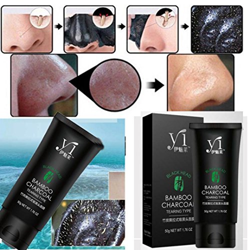 Hunputa Blackhead Purifying Peel Off Mask,Activated Charcoal Blackhead Exfoliators Remover Clear Mask Black Mud Pore Removal Strip Mask For Face Nose Acne Treatment