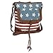 Vintage USA American Flag Crossbody Bag Purse, Pockets & Adjustable Long Strap