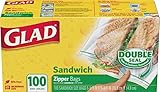 Glad Food Storage Bags, Sandwich Zipper, 100 Count
