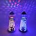 DE-Spark 7.5'' High Color Changing LED Lantern Night Light Metal Vintage Openwork Ocean Lighthouse Wedding Lamp, 1 of 3 Mediterranean Styles, Batteries Included, with Greeting Card, 1 Pcs