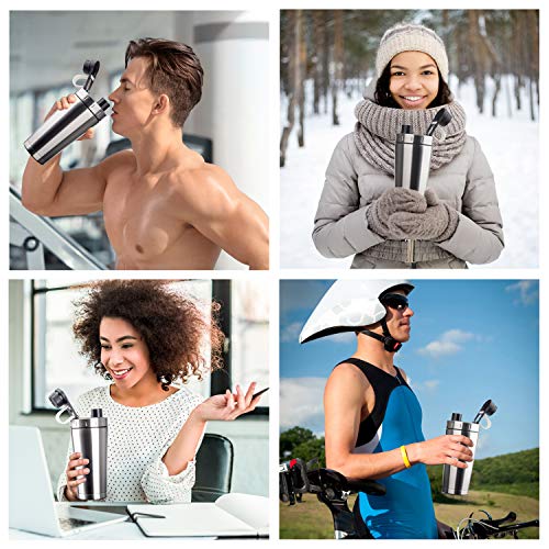 Stainless Steel Protein Shaker Bottle Insulated Keeps Hot/Cold