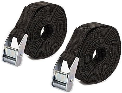 Nihoooo Cargo Sturdy Lashing Strap - 2 Pack 12 ft Heavy Duty Tie Down Straps - Padded Cam Siainless Lock Buckler - Car Luggage Kayak Trailer Camper Motorcycle (2 Black)