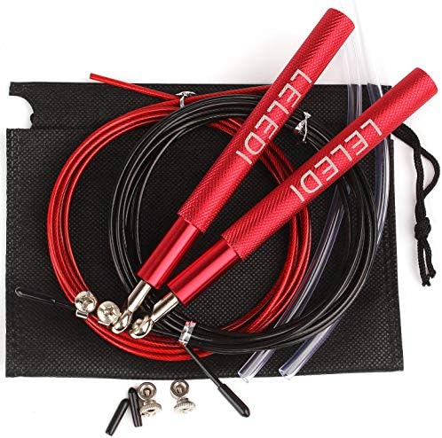 Leledi High Speed Jump Rope, Aluminum Handles with 2 Adjustable Cables and Anti-wear Hoses for Indoor Outdoor Skipping Ropes Training Exercise