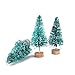 Artificial Mini Sisal Christmas Trees Snow Frost with Wooden Bases for Home Party Decoration Ornament DIY Craft (Blue-Green, 20 pcs)