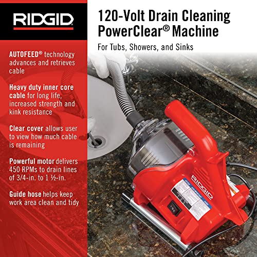 RIDGID PowerClear 120Volt Drain Cleaning Machine Kit for Tubs, Showers