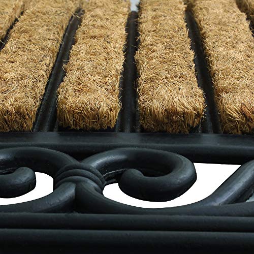 JVL Karina Heavy Duty Rubber Coir Door Mat, Fabric, Brown, 45 x 75 cm