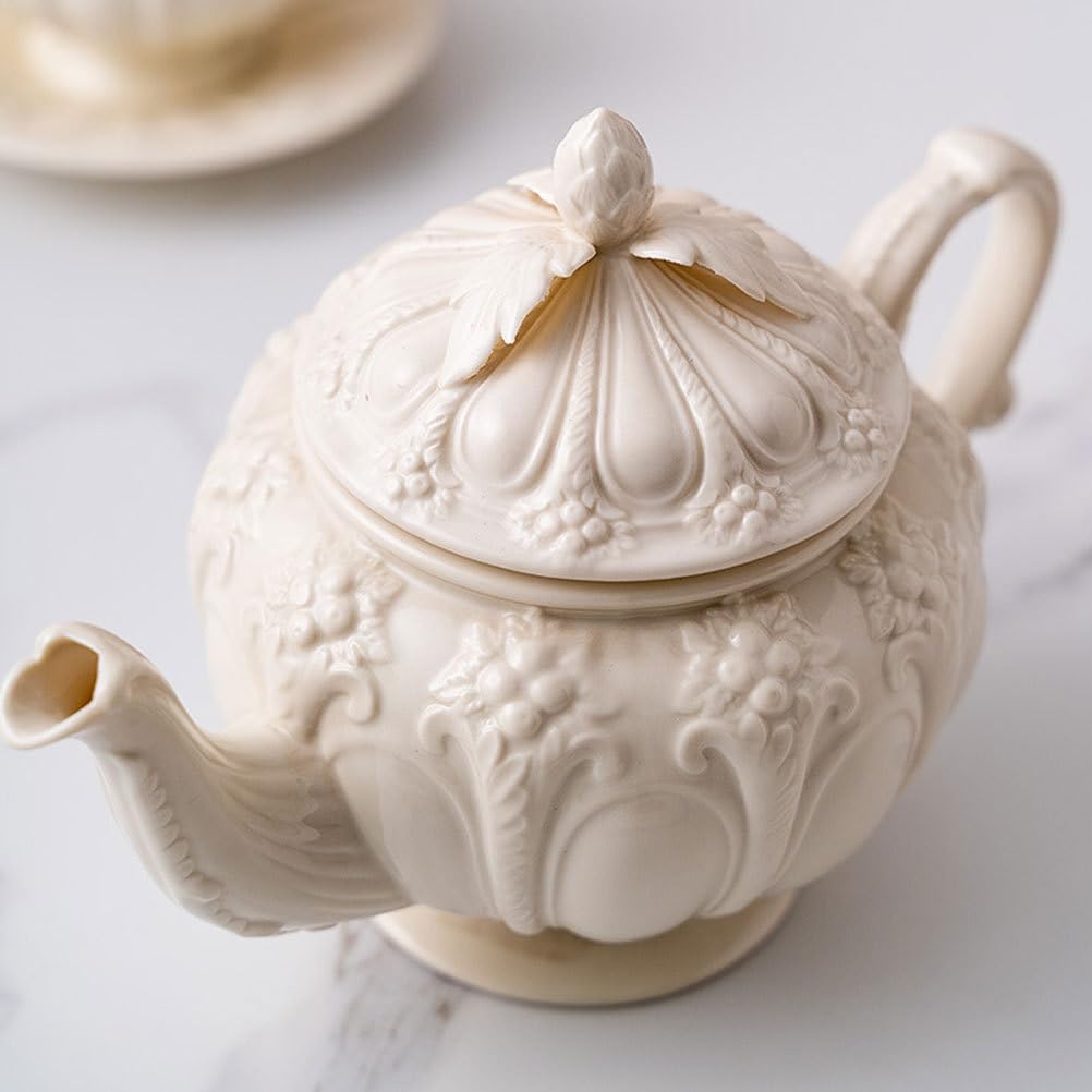 Photo 1 of ***(MINOR DAMAGE/ SEE PICS FOR DETAILS)***Cabilock Retro Coffee Pot Embossed Ceramic Teapot 9.84 Inch Vintage Design for Coffee and Tea Home Kitchen Dining