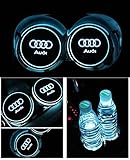 JSAMZ Car Logo LED Cup Pad led Cup Coaster USB Charging Mat Luminescent Cup Pad LED Mat Interior Atmosphere Lamp Decoration Light (Audi)
