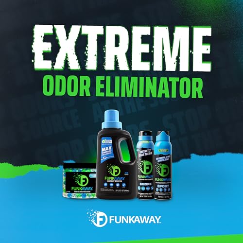 FunkAway Big Jobs Aerosol Spray, 13.5 oz., Extreme Odor Eliminator Spray, Ideal for Shoe Smells, Pet Odors and Large Stuff that Won't Fit in the Wash; Attacks Musty Odors at the Source
