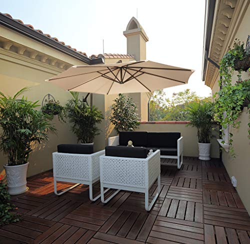 10 Ft Beige 10ft Cantilever Patio Hanging Umbrella Outdoor Market Umbrellas With Crank Lift Cross Base Rubeder Offset Umbrella Umbrellas