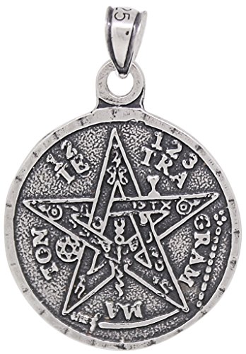 eJewelryPlus Sterling Silver Tetragrammaton Pentagram Pendant Medallion Oxidized