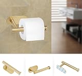 YUET Wall Mounted Toilet Roll Holder, Self Adhesive Gold SUS304 Stainless Steel view 6