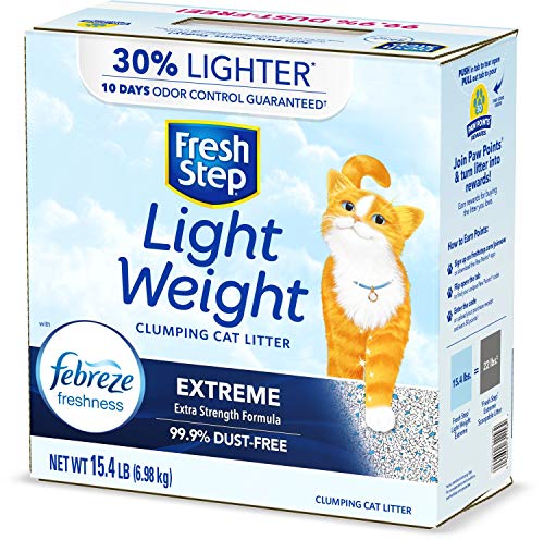 FRESH STEP LIGHTWEIGHT EXTREME SCENTED LITTER WITH THE POWER OF FEBREZE, CLUMPING CAT LITTER, 15.4 POUNDS (PACKAGE MAY VARY)