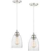 WISBEAM Brushed Nickel Pendant Lighting Fixture, Kitchen Island Hanging Lights with E26 Medium Base Max. 60 Watts, ETL Rated,