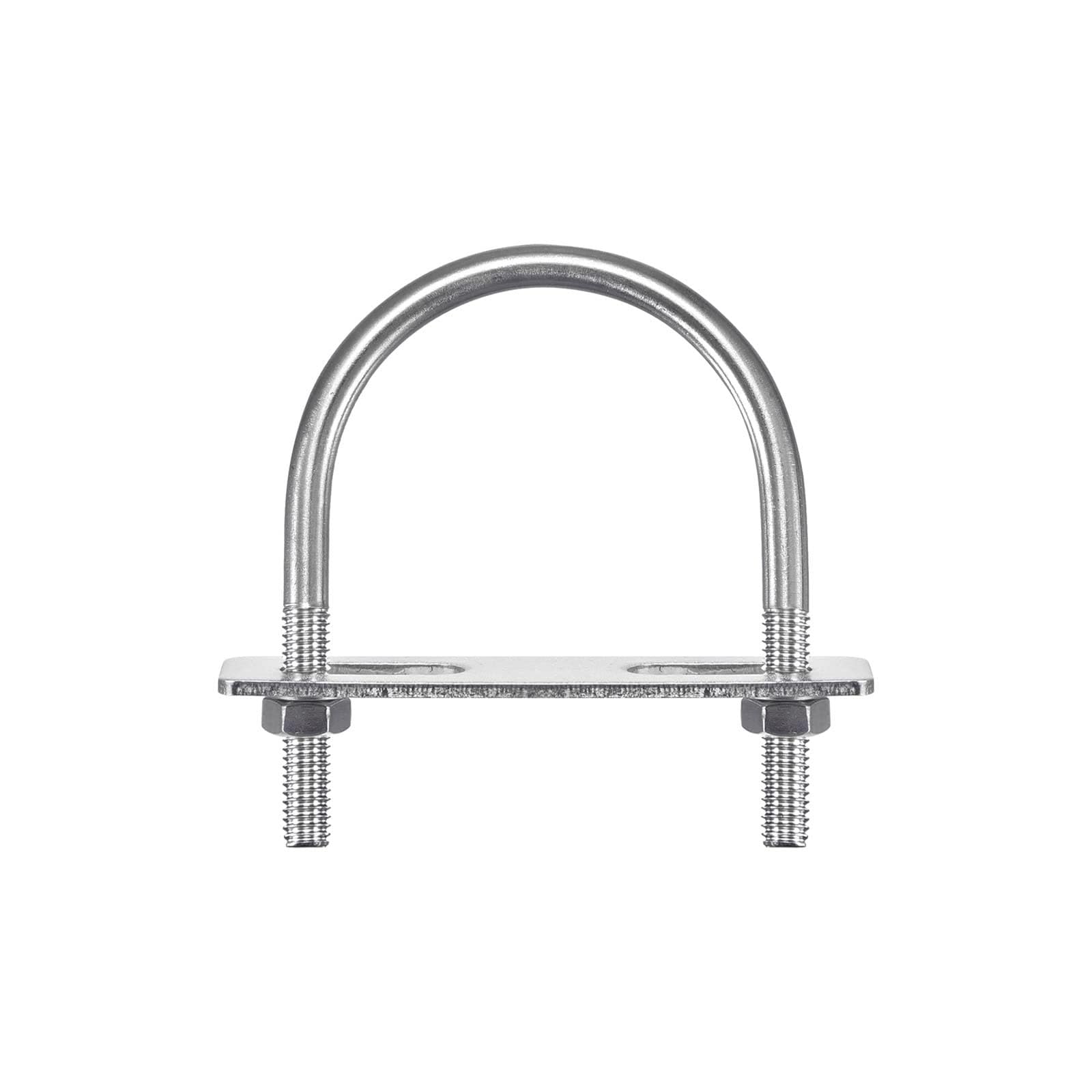 TA-VIGOR 2 sets M8 Round U-Bolts, 63mm Inner Width 90mm Length 304 Stainless Steel U-Bolts with Nut, Plate, Washer for Attaching Piping Conduit Cable Tube Brackets Boat Trailer