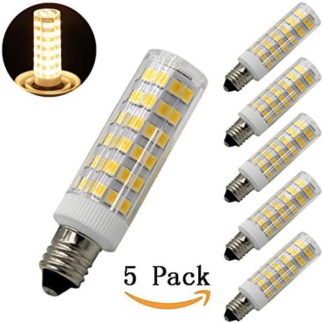 E11 LED Bulbs- 60W or 75W Equivalent halogen Repalcement 600 Lumens, Mini Candelabra Base,110, 120v,130 Volt,Warm white, Replaces T4 /T3 JD Type Clear E11 Light Bulb (Pack of 5)