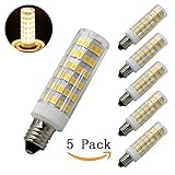 E11 LED Bulbs- 60W or 75W Equivalent halogen Repalcement 600 Lumens, Mini Candelabra Base,110, 120v,130 Volt,Warm white, Replaces T4 /T3 JD Type Clear E11 Light Bulb (Pack of 5)