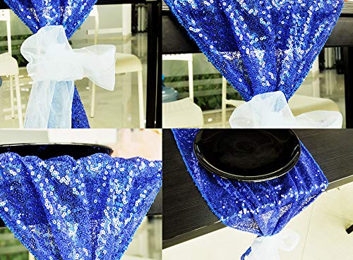 BLUETOP Wedding Table Runner Blue 12 x 72 Inch Glitter Sequin Party Runner Shiny Sparkling Dining Tablecloth for Birthday Prom Banquet Ceremony Home Supplies and Decorations