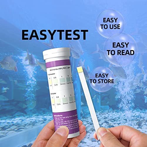 EASYTEST Ammonia Test Kit for Aquarium,Freshwater Saltwater,Fish Tank,50+50 Refill Strips for