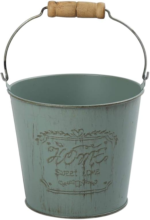 Amazon Com Whhome Small Shabby Chic Metal Decorative Vase Cute Rustic Bucket Flower Holder Home Office Decor 4 1 H Green Home Kitchen