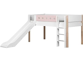 Halbhoch Bett Weiss Natur Gerader Leiter Und Rutsche Flexa White 90x190cm Amazon De Baby