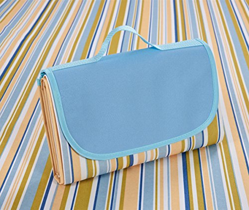 NaturalRays 80x60 Family Picnic Blanket with Tote, Extra Large Foldable and Waterproof Camping Mat for Outdoor Beach Hiking Grass Travel (Sky Blue)