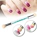 PrettyDiva Nail Art Brush - Dual Tipped Ombre Nail Art Sponge Brush for DIY Gradient Blooming UV Gel Nails -Blue