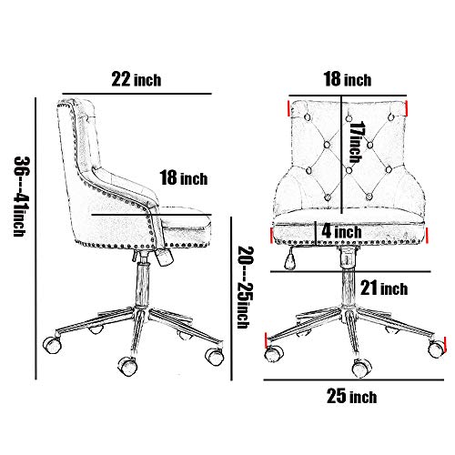 Irene House Modern MidBack Tufted Velvet Fabric Computer Desk Chair