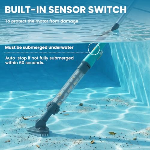 Handheld Cordless Pool Vacuum, Portable Pool Cleaner with Long Runtime and Strong Suction, Ideal for Hot Tubs, Spas, Inground & Above Ground Pools