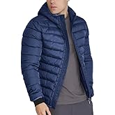 Flygo Mens Lightweight Puffer Jacket Hooded Insulated Winter Jackets Water Resistant Down Bubble Puffy Coats