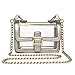 Clear Boxy Shoulder Bag Chain Strap Crossbody Purse, Silver, Size Small