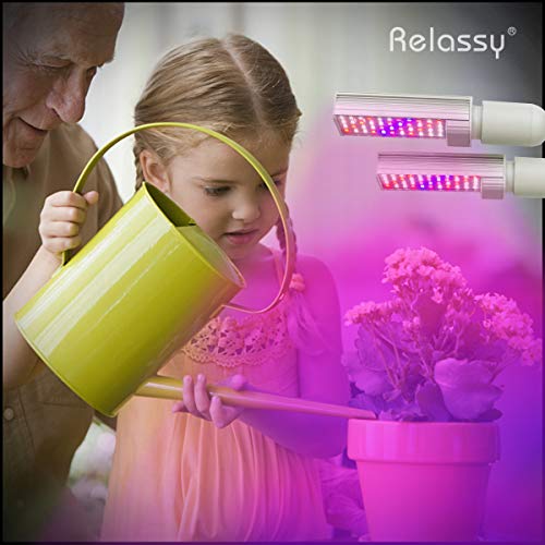 LED Grow Light for Indoor Plant, Relassy 45W Upgraded Full Spectrum Grow Lamp, Dual Head Gooseneck Plant Ligh with Replaceable Bulb,Double Switch, Professional for Seedling Growing Blooming Fruiting - Thumbnail 6
