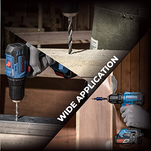 DongCheng 18V Akku-Bohrschrauber Bürstenloser,20+1,13mm Schnellspannbohrfutter 50N.m.Akku-Bohrschrauber(0-600/2000RPM) mit 2,0Ah Li-Ionen-Akku,mit 42-teiligem Bohr/Schraubersatz,DCJZ2050