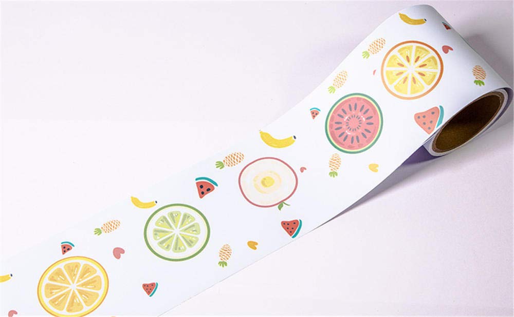 Dostear Wall Borders Peel and Stick Wallpaper Border Window Trim Molding Mirror Frame Kit Wall Panel Bulletin Board Borders Fruit Slices 12 X 600cm