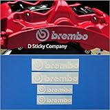D Sticky Company Brembo 6 Piston & 4 piston High Temp Brake Caliper Decal Sticker Set of 4 (White)
