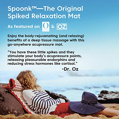 Spoonk Acupressure Eco Mat, Pagoda Blue - Includes Sling Bag - Back & Neck Massager - Makes A Great Travel Pillow - Stress & Muscle Relief - Sleep Aid - Relaxation Kit - Made with Cotton - Image 3