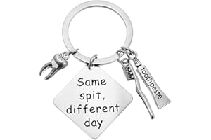 ShiQiao Spl Funny Gifts for Men Women Dental Christmas Gifts for Dentist - Same Spit Different Day Keychain Dental Nurse Birthday Gifts for Friends