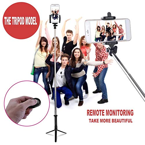 Selfie Stick Monopod Tripod, Stainless Steel 4 in 1 Wireless Remote Shutter+Handheld Cellphone Selfie Stick Monopod+Tripod+Holder for IOS Android SmartPhone - Thumbnail 2