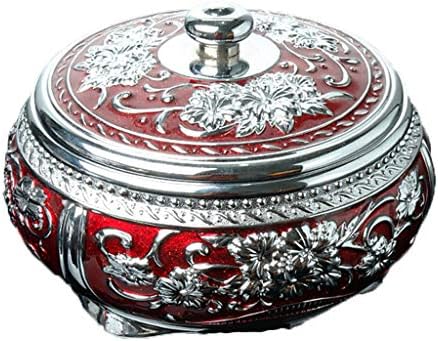 LTJTVFXQ-ashtrays European Retro Covered Large Ashtray Living Room Office Ashtray (Color : Silver)