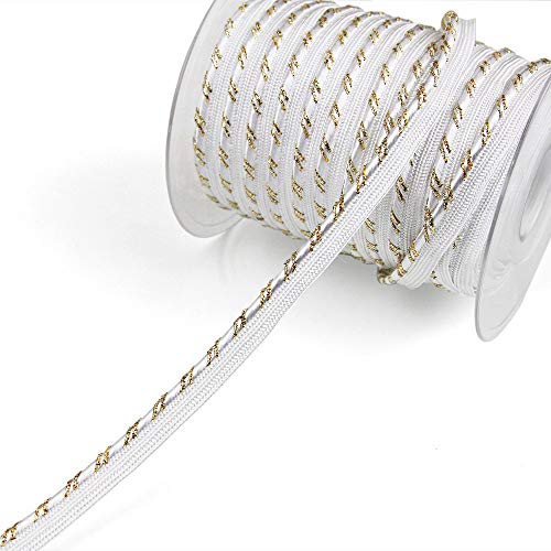 3 Yards of Elisa White & Gold Corded Piping, Made in Germany