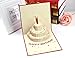 O'Hill 4 Pcs 3D Pop Up Birthday Cards Laser Cut Happy Birthday Greeting Cards with Bookmark