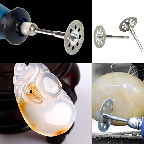 Diamond Cutting Wheel Set, Amariver 10 Pieces Diamond Saw Cutting Cut Off Discs Wheels with 2 Pieces Shank Rotary Mandrel Dremel, 12 Pcs in Total (22MM)