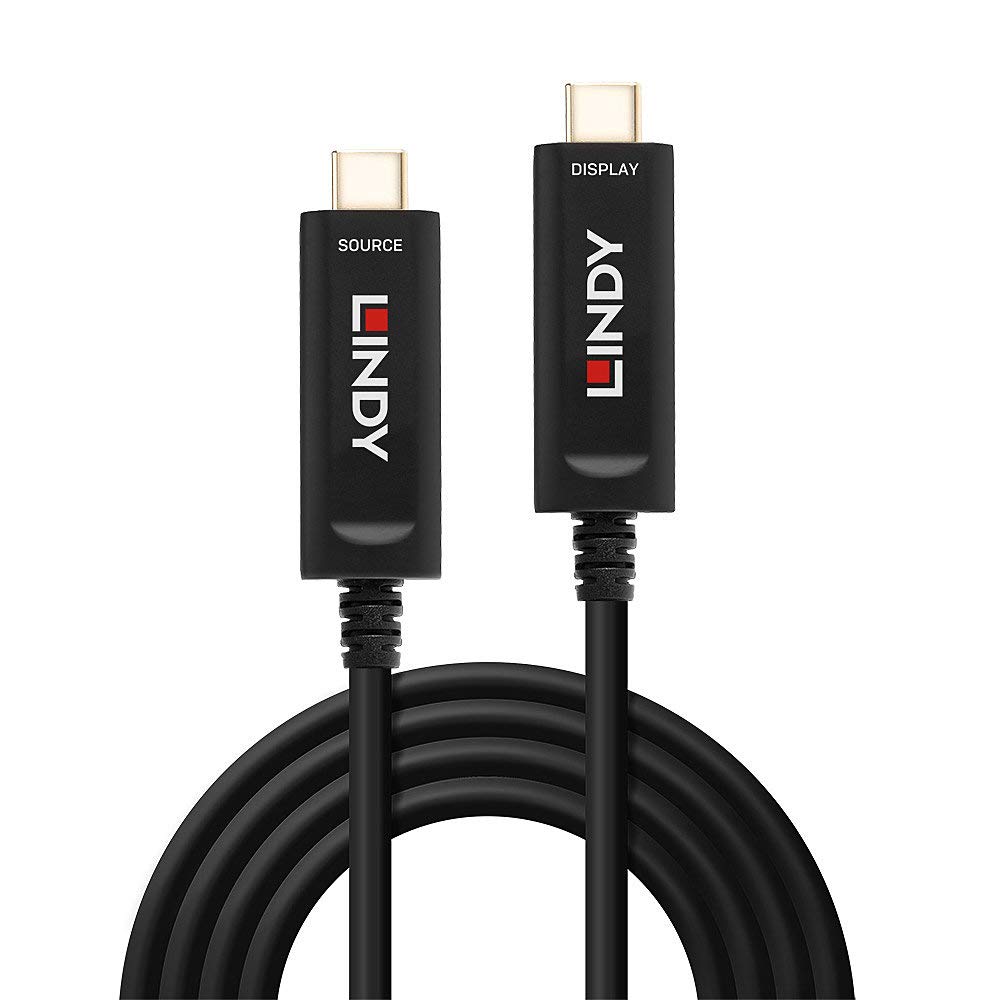 LINDY 5m Fibre Optic Hybrid USB Type C Cable, Audio/Video Only