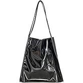 Ulisty Women Patent Leather Bag Soft Tote Bag Shiny Shoulder Bag Minimal Purse Fashion Handbag