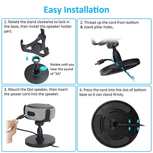 Pobon Table Holder for Echo Dot 3rd Generation, 360° Adjustable Stand Bracket Mount for Smart Home Speaker, Improves Sound Visibility and Appearance, Dot Accessories (Black)